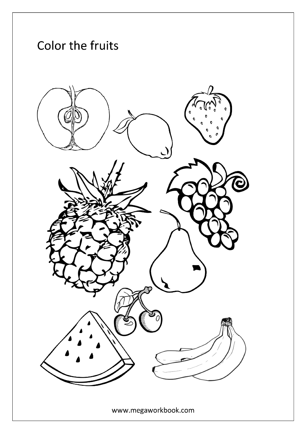Fruit Coloring Pages - Vegetable Coloring Pages - Food Coloring Pages