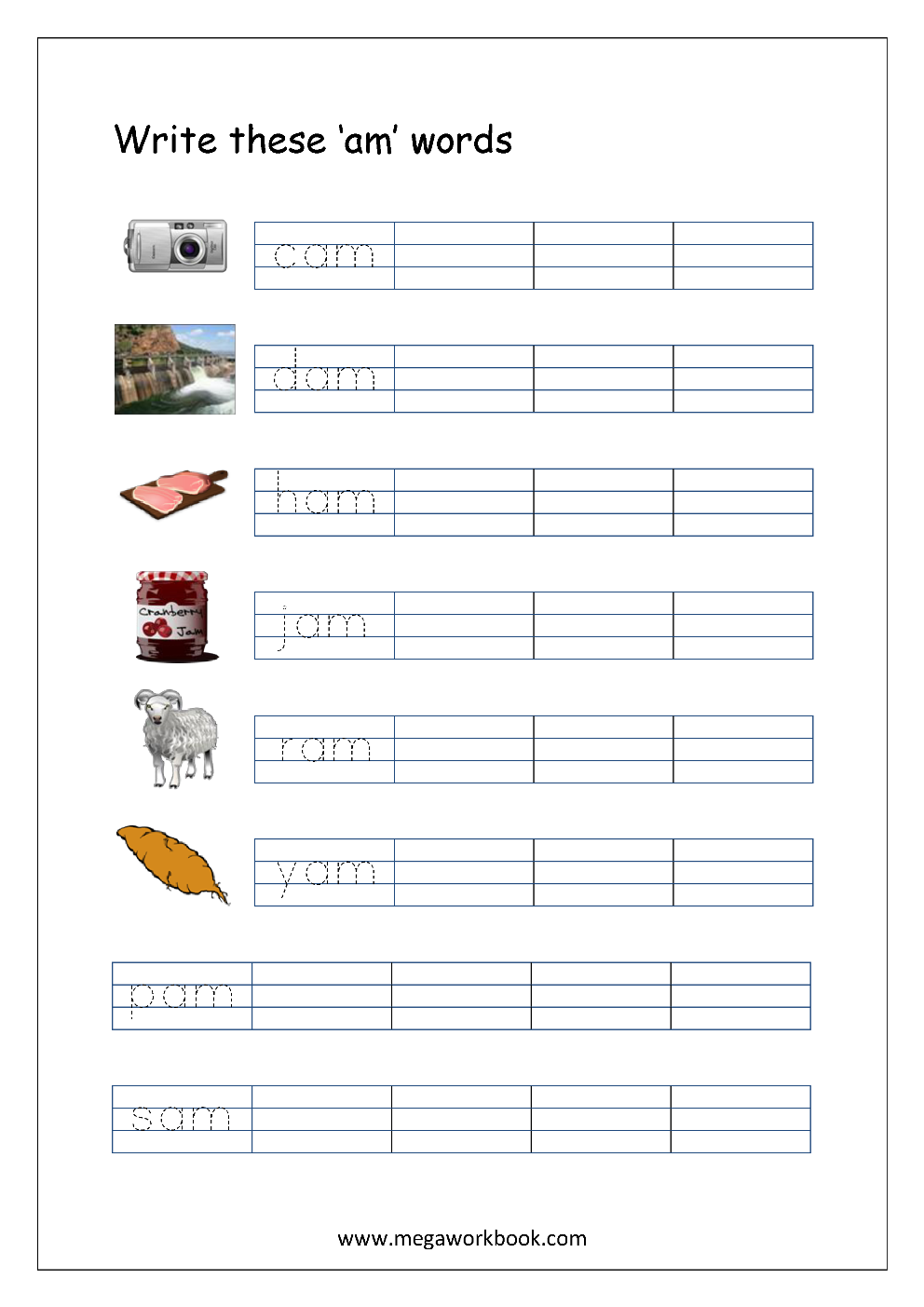 Free Printable CVC Words Writing Worksheets For Kids Three Letter 
