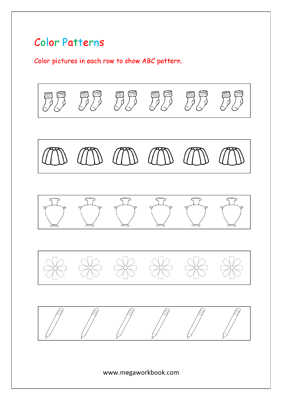 Kindergarten Ab Pattern Worksheets