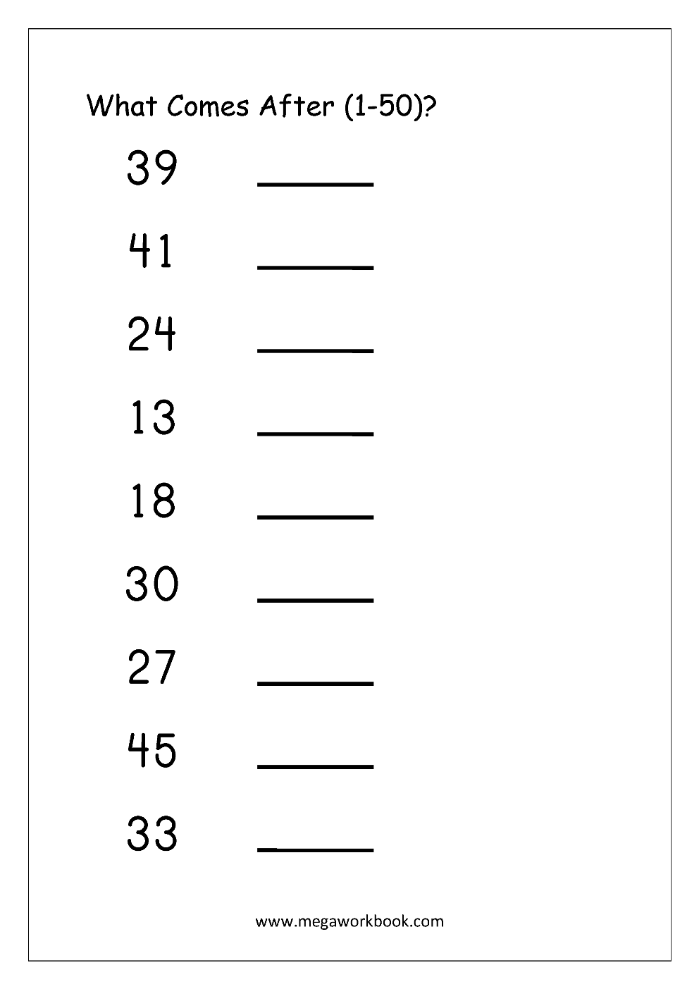 Ordering Numbers Worksheets Missing Numbers What Comes Before And After Number 1 10 1 20 1