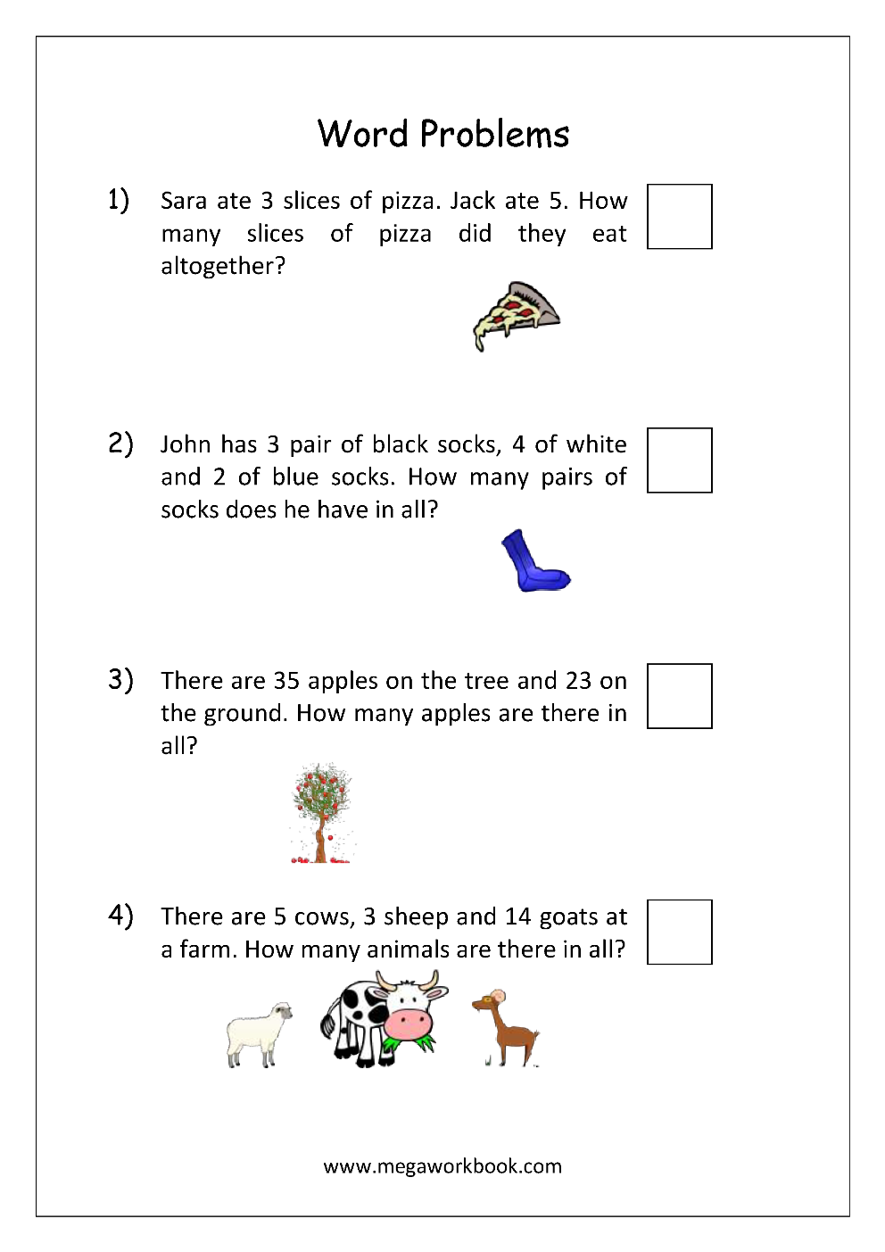 Addition Word Problems Kindergarten Math Worksheet Twisty Noodle Addition Story Worksheets