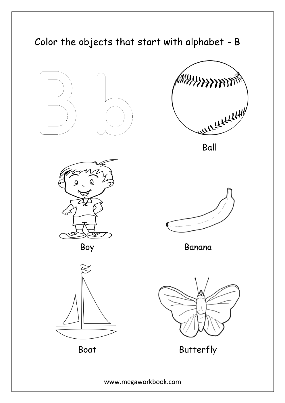 Alphabet Picture Coloring Pages - Things That Start With Each Alphabet ...