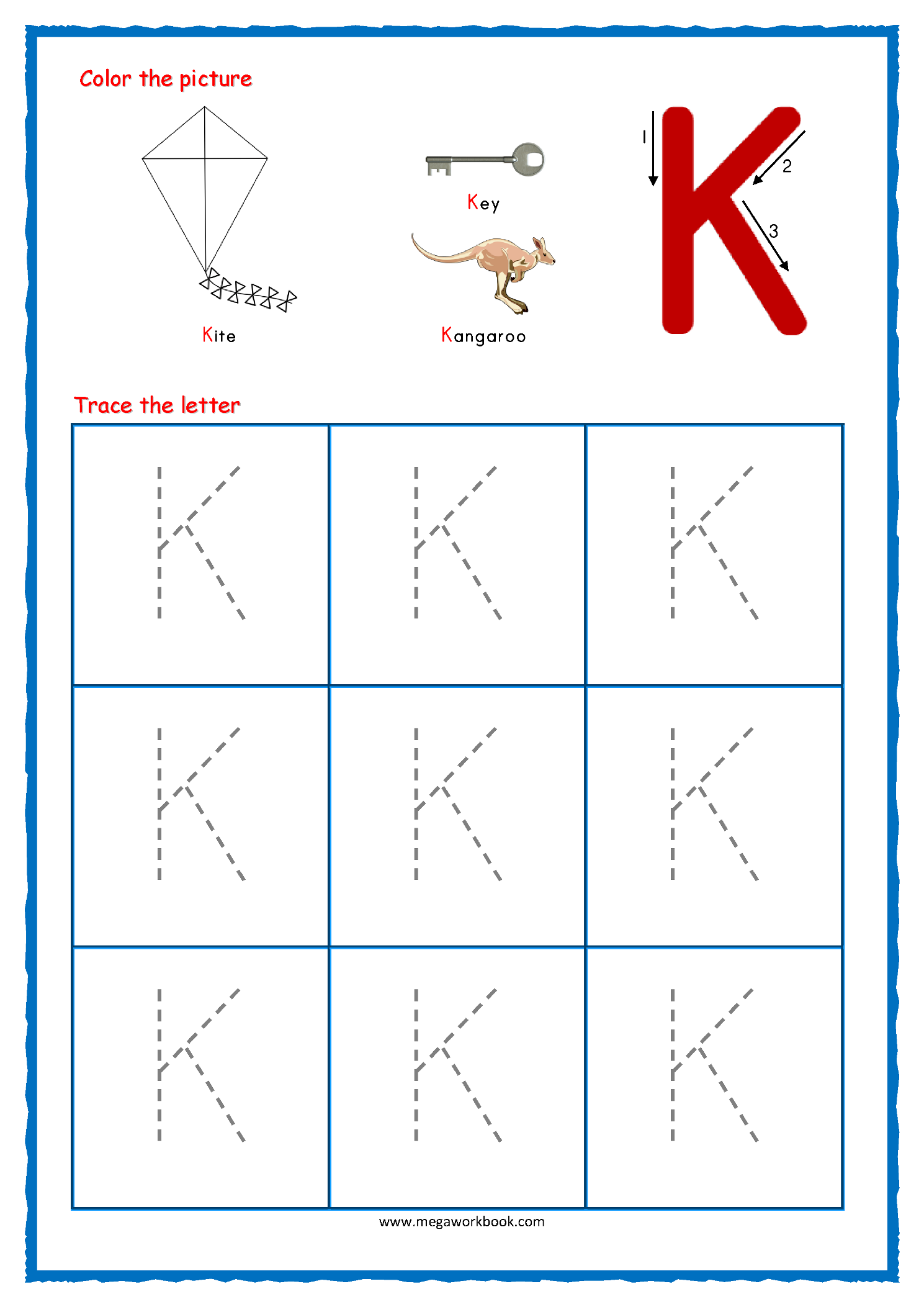 K Tracing Worksheet