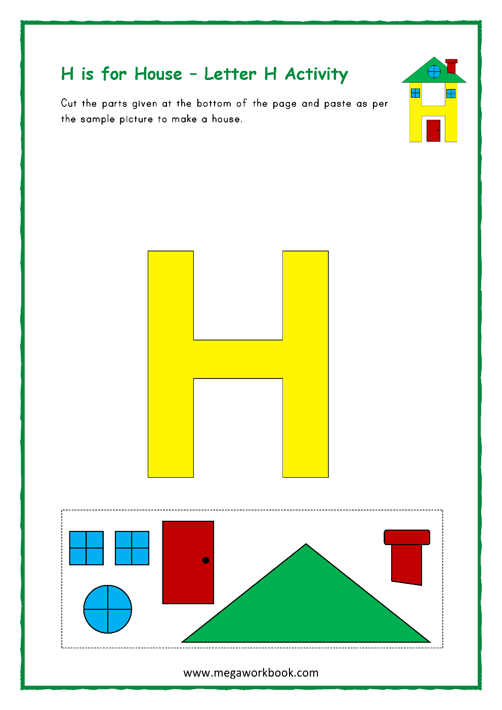 letter h coloring worksheet free kindergarten english worksheet for