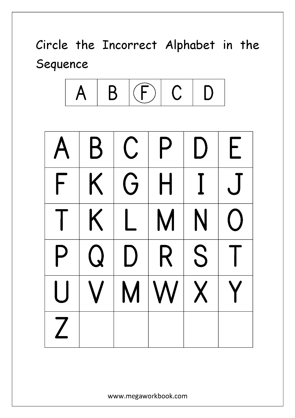 Alphabet Sequence Worksheets
