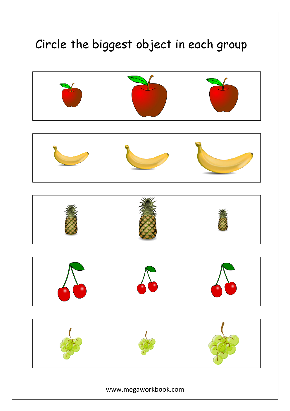 Printable Compare The Objects - Which is Bigger or Smaller