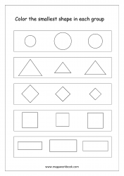 Big And Small Worksheet 01 - Compare Sizes & Color The Smallest Object