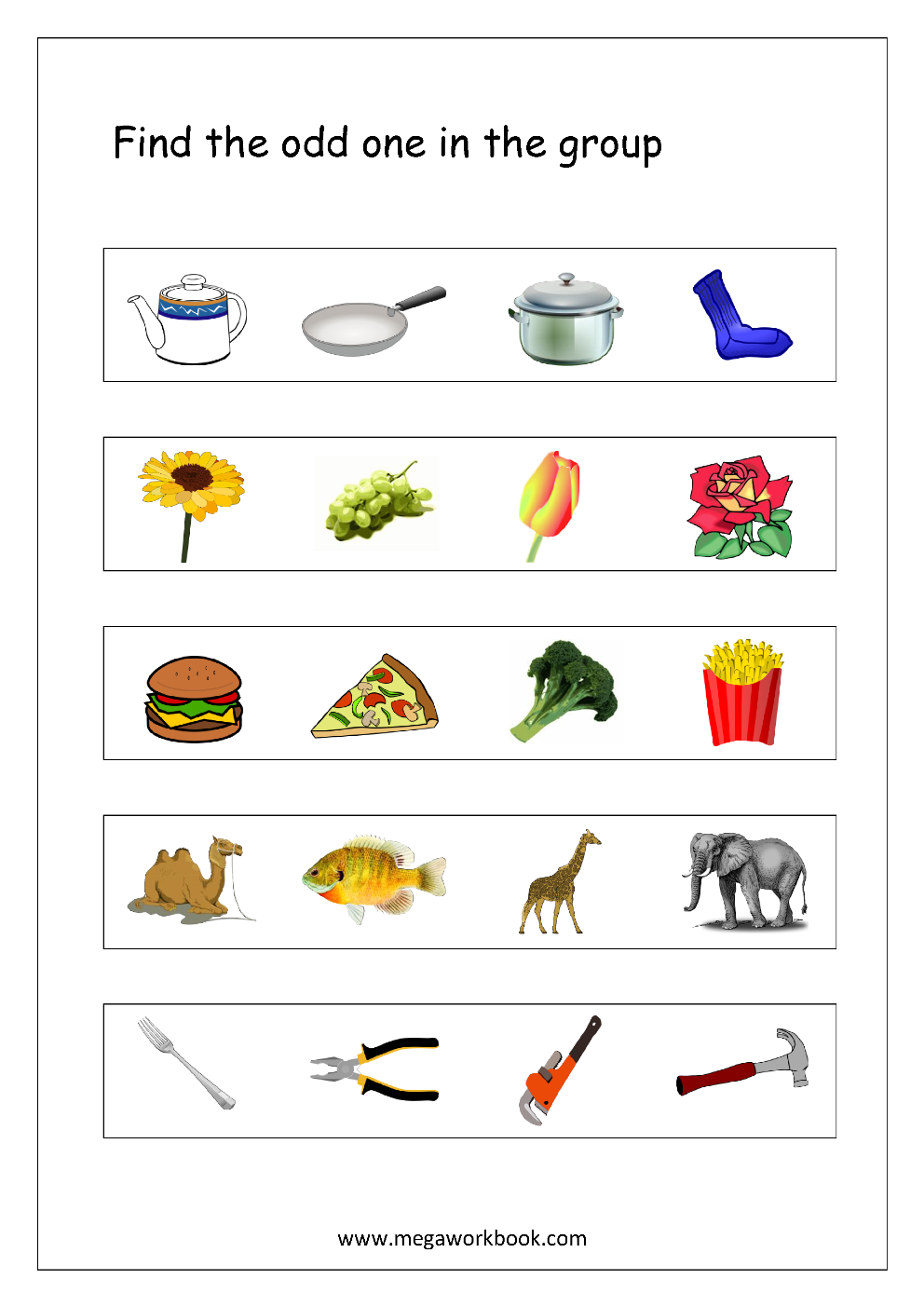 Free Printable Odd One Out Worksheets - Logical Thinking