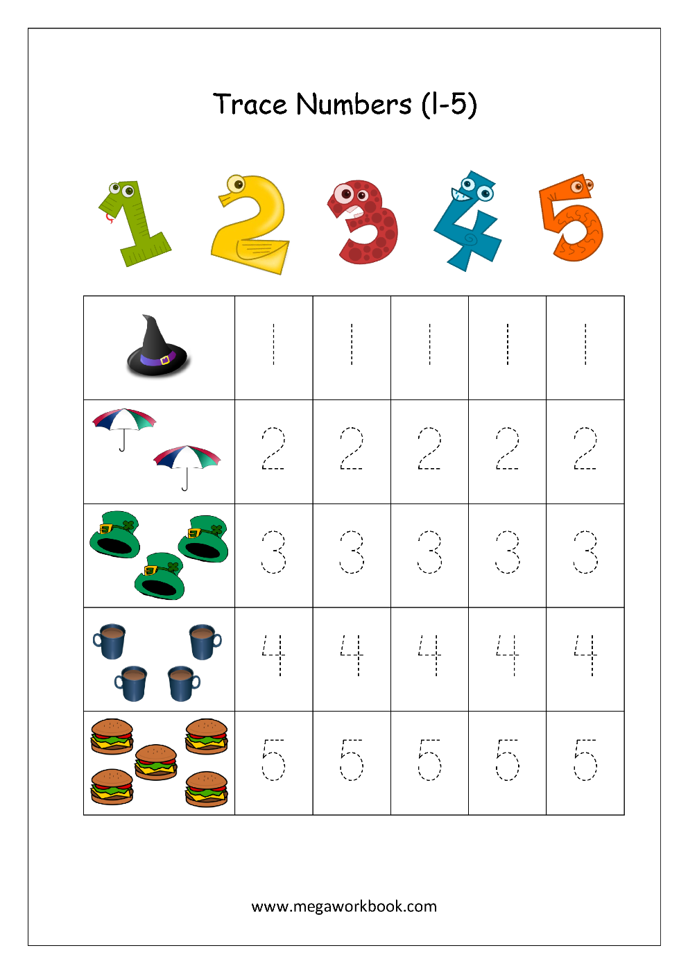 Tracing Numbers 1-10, Number Crafts, Trace and Write Numbers, Numbers