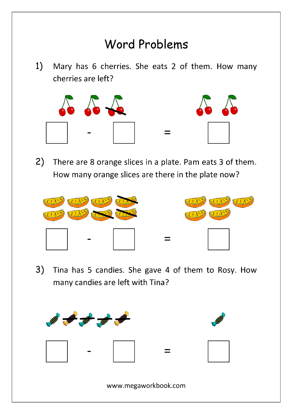 Addition And Subtraction Word Problems Worksheets For Kindergarten And Grade 1 Story Sums