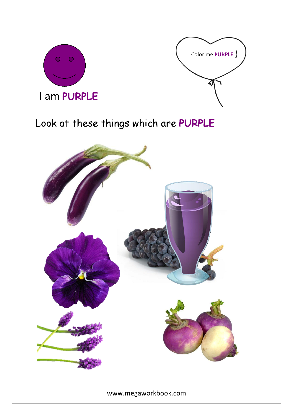 Purple Color Objects, Learn Color, Things that are in Purple color