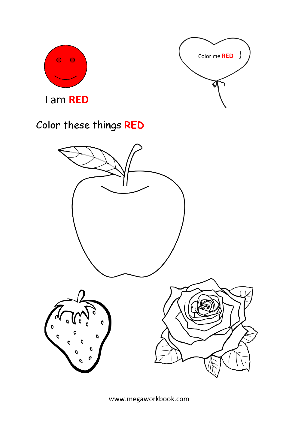 red objects coloring pages
