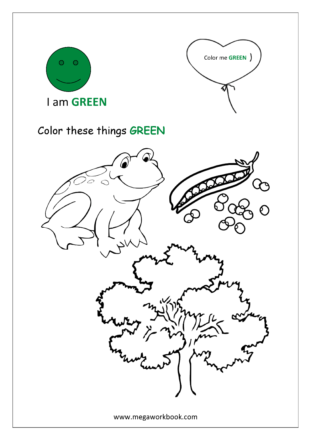 The Color Green Coloring Pages