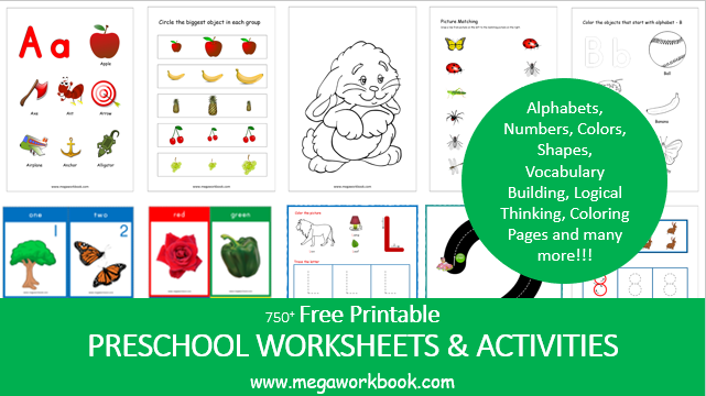 preschool worksheets free printable worksheets for preschool megaworkbook